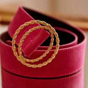 Sezane Penelope Gold and Pink Leather  Belt Sz 80